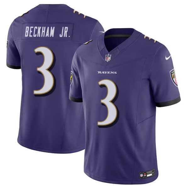 Men & Women & Youth Baltimore Ravens #3 Odell Beckham Jr. Purple 2023 F.U.S.E. Vapor Untouchable Stitched Jersey